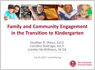 Cover of slide deck - Family and Community Engagement in the Transition to Kindergarten