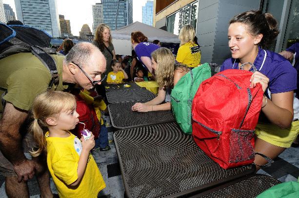 Incoming kindergarteners received a backpack, donated by Cradles to Crayons, at the Countdown to Kindergarten Celebration held at Boston Children’s Museum.