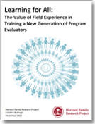 pub cover of Learning For All: The Value of Field Experience in Training a New Generation of Program Evaluators
